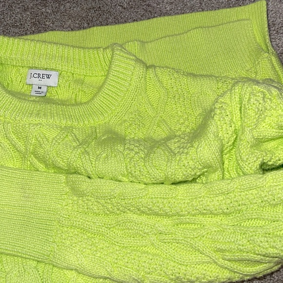 Neon Yellow J. Crew Crewneck Sweater Size Medium - Picture 3 of 4